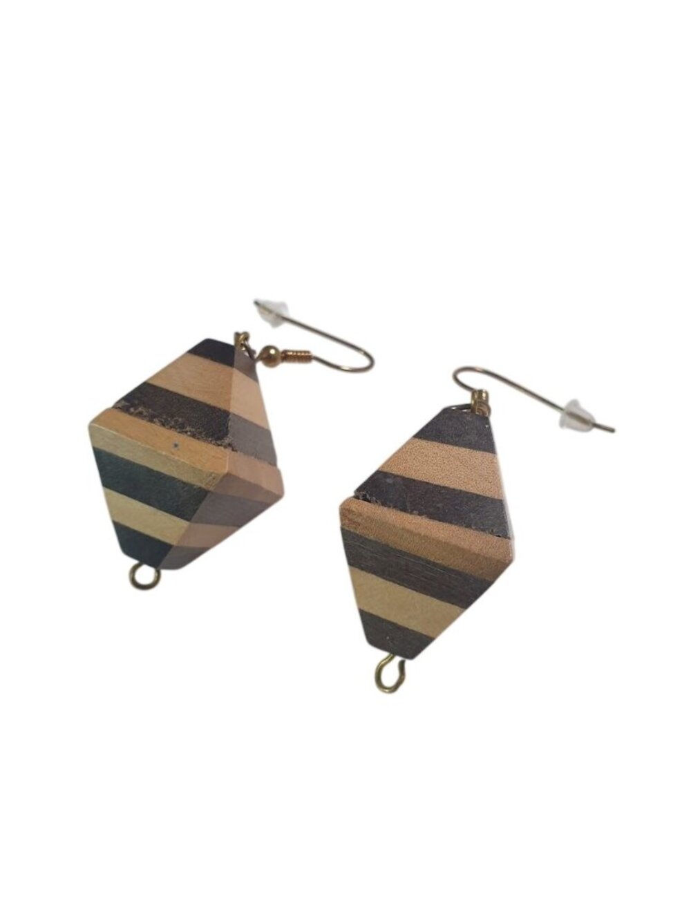 Handcrafted Wooden Geometric Dangle Earrings Lightweight Unique Artisan Jewelry